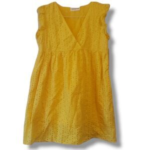 Goodnight Macaroon Womens Yellow V-Cut Cottage Eyelet‎ Dress Size Large NEW